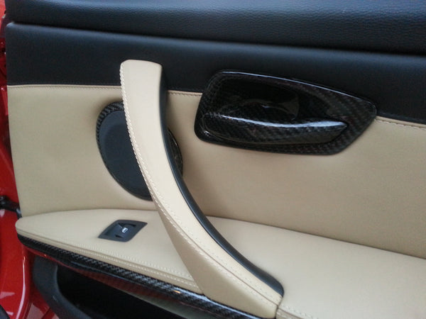 Carbon Fiber Interior Door Handle Cover Trim For BMW 3 Series E90 E92 E93 2005-2012