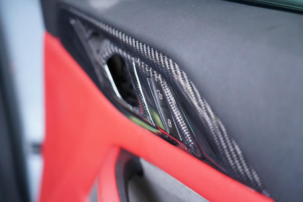 BMW G82 G83 M4 G22 G23 4 SERIES OEM DOOR HANDLES REFINIHED IN CARBON FIBERT FULL REPLACEMENT
