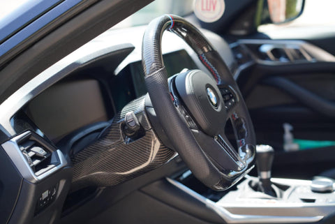 Dinmann CF | G80 G82 G83 M3 M4 | G20 G21 G22 G23 3 AND 4 SERIES Steering Wheel column IN CARBON FIBER