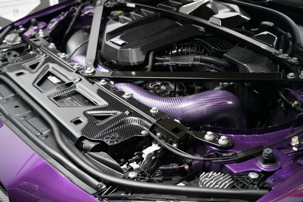 Dinmann CF | BMW G80 g81 M3 G82 G83 M4 engine radiator bracelet cover in 3 layer carbon fiber