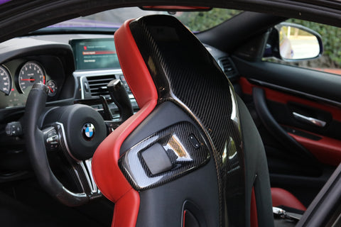 Dinmann CF | BMW F82 | M4 Front Seat Backrest unlocking Cover (PAIR)
