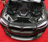 DINMANN CF | BMW G30 F90 | 5 SERIES AND M5 oem headlight covers cowl refinished in real carbon fiber.